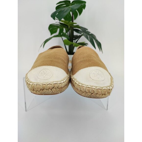 Tory Burch Women's Dulce de Leche Beige Canvas Espadrille Flats Size 8M US - Picture 2 of 9